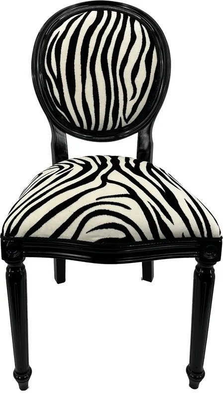 Casa Padrino luxury baroque dining chair zebra / black - Handmade antique style chair with fine velvet - Dining room furniture in baroque style - Baroque furniture - Baroque furnishings Preis Gesenkt
