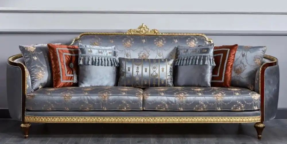 Casa Padrino luxury baroque sofa blue / dark brown / gold - Magnificent living room sofa - Baroque style living room furniture - Luxury furniture in baroque style - Noble & Magnificent Neue Ware