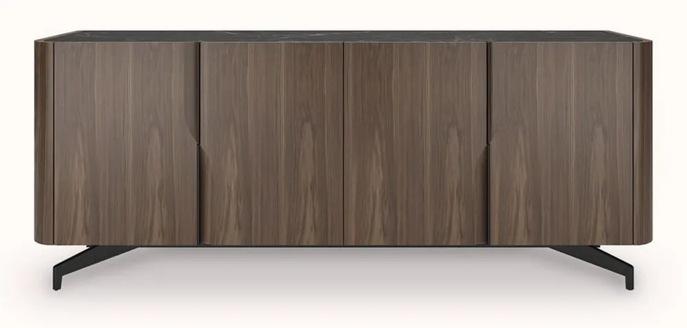 Casa Padrino luxury sideboard brown / black 220 x 50.8 x H. 87 cm - Solid wood cabinet with 4 doors - Solid wood furniture - Luxury furniture - Luxury furnishings Must-Have