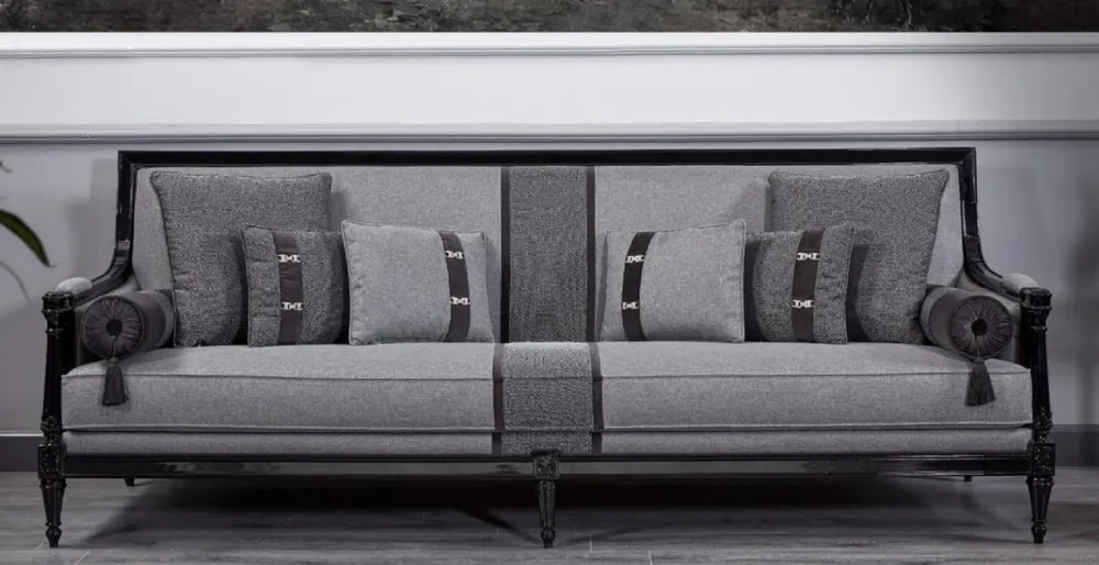 Super-Preis Casa Padrino luxury baroque sofa gray / black - Magnificent living room sofa - Baroque style living room furniture - Luxury furniture in baroque style - Noble & Magnificent