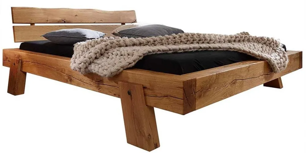 Casa Padrino Luxury Double Bed Natural - Different Sizes - Solid Wood Bed with Headboard and Mattress - Hotel Furniture - Bedroom Furniture - Luxury Furniture - Luxury Furnishings Top-Preis
