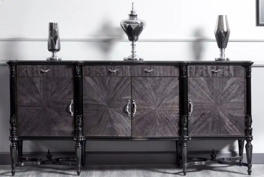 Online Kaufen Casa Padrino luxury baroque sideboard gray / black - Magnificent solid wood cabinet with 4 doors and 3 drawers - Luxury furniture in the baroque style - Baroque furniture - Baroque furnishings
