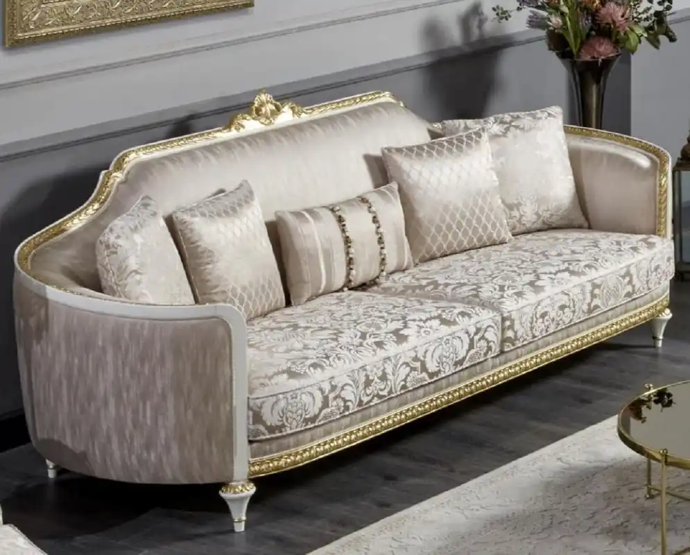 Neue Ware Casa Padrino luxury baroque sofa gold / white / gold - Magnificent living room sofa - Baroque style living room furniture - Luxury furniture in baroque style - Noble & Magnificent