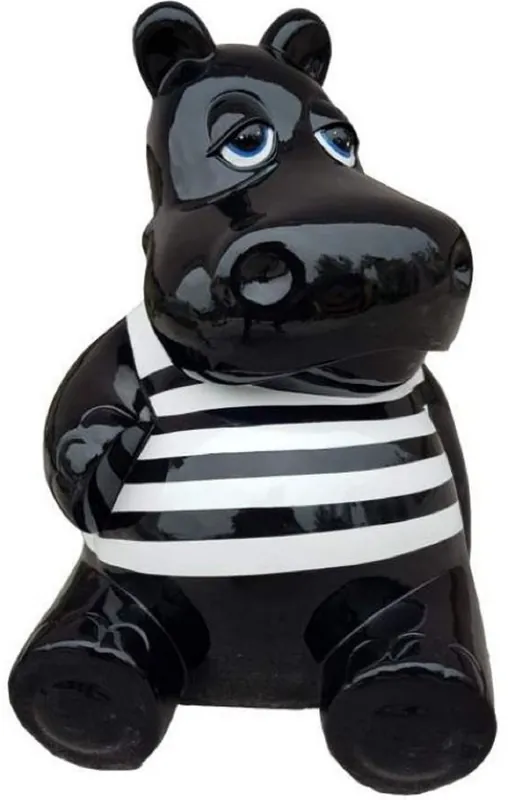 Casa Padrino luxury decorative sculpture hippopotamus black / white H. 100 cm - Large decorative figure - XXL decorative sculpture - XXL decorative figure - XXL animal figure - Luxury XXL figures Letzte Chance