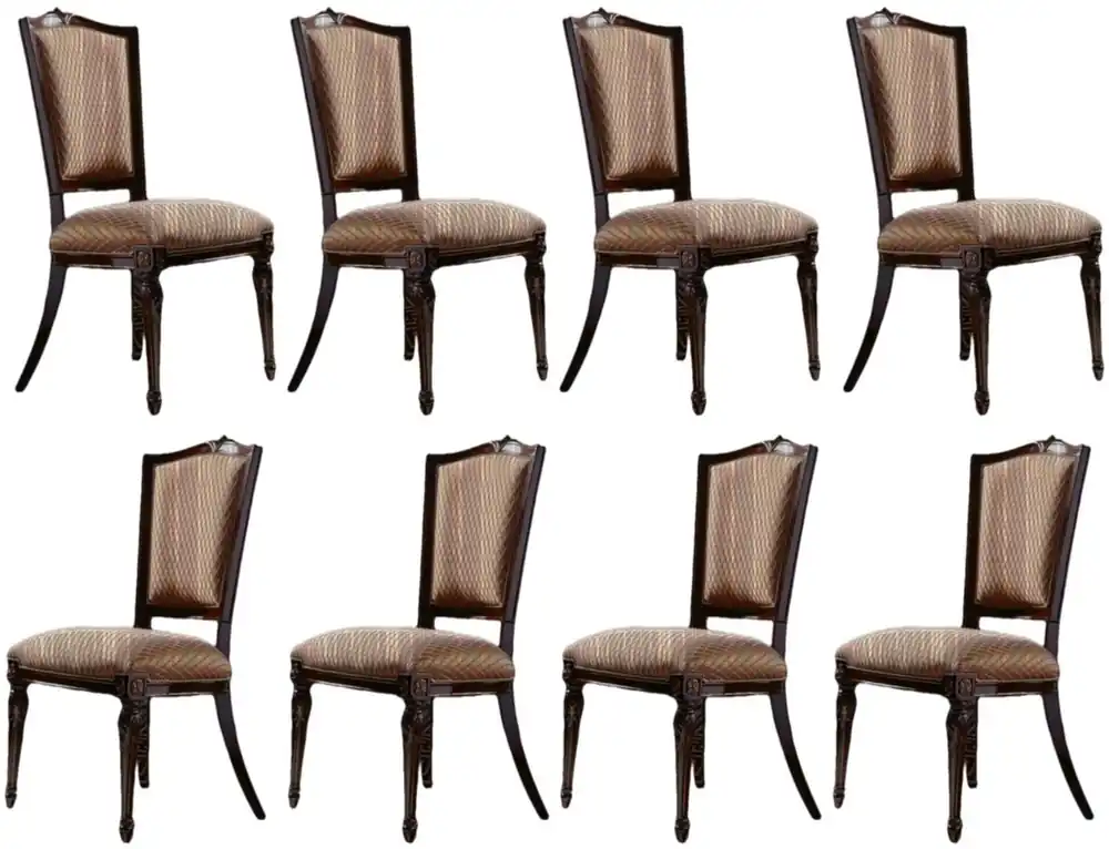 Casa Padrino luxury baroque dining chair set of 8 orange / dark brown - Magnificent baroque dining room chairs - Baroque dining room furniture - Luxury furniture in baroque style Direkt Vom Hersteller
