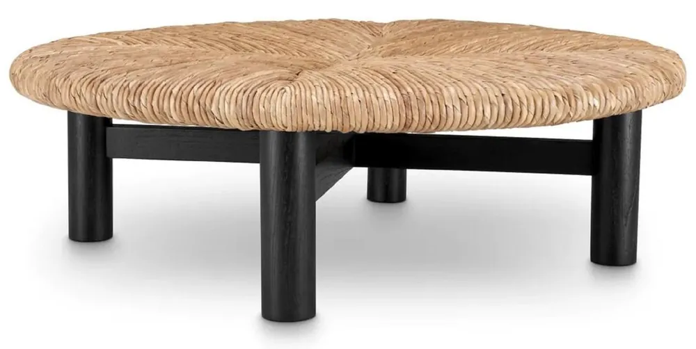 Casa Padrino luxury coffee table natural / black Ø 100 x H. 30.5 cm - Round living room table - Living room furniture - Luxury furniture - Luxury furnishings Top-Seller
