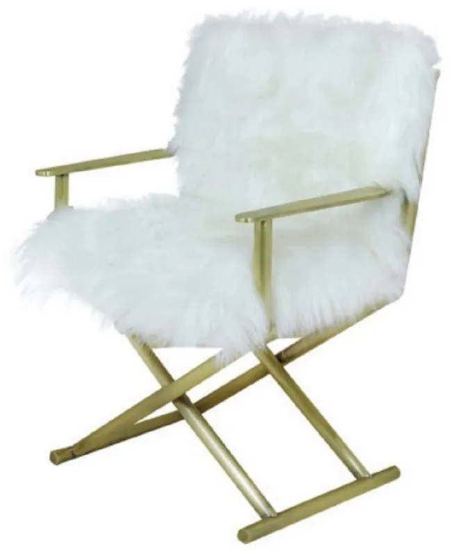 Must-Have Casa Padrino luxury armchair white / gold 64 x 65 x H. 85 cm - Living room armchair - Hotel armchair - Living room furniture - Hotel furniture - Luxury furniture - Luxury furnishings