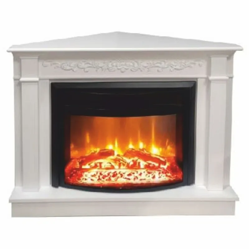 Casa Padrino baroque electric corner fireplace white / black 107 x 63 x H. 84 cm - Living room decorative fireplace with remote control - Baroque living room furniture - Baroque electric fireplaces Super-Preis