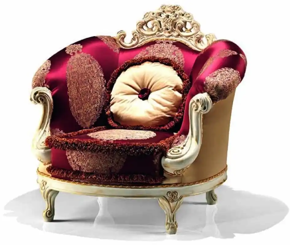 Casa Padrino luxury baroque armchair bordeaux red / white / gold - Baroque style living room armchair - Baroque furniture - Baroque living room & hotel furniture - Luxury quality - Made in Italy Kracherpreis
