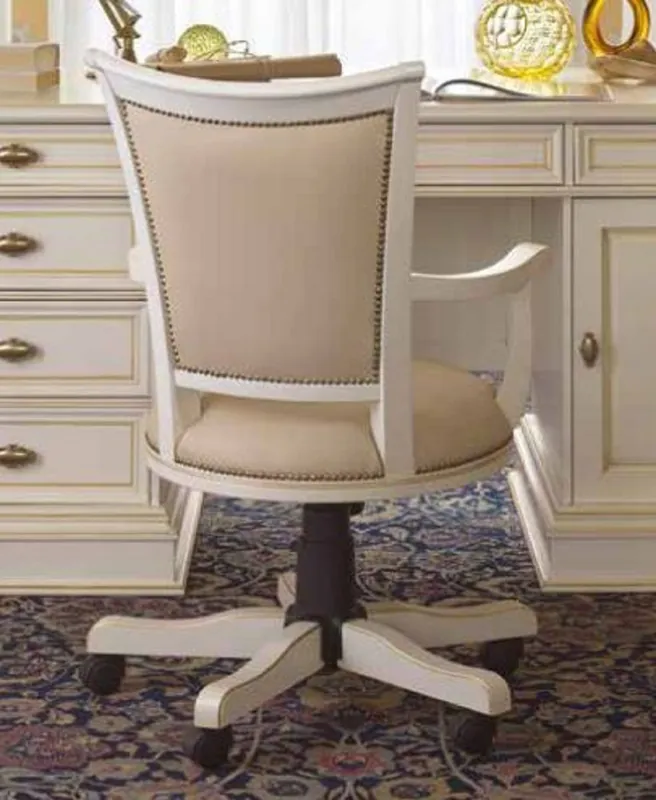 Casa Padrino luxury office chair beige / antique cream / black - Height adjustable desk chair - Swivel chair with fine faux leather - Luxury office furniture - Luxury quality - Made in Italy Nur Für Kurze Zeit