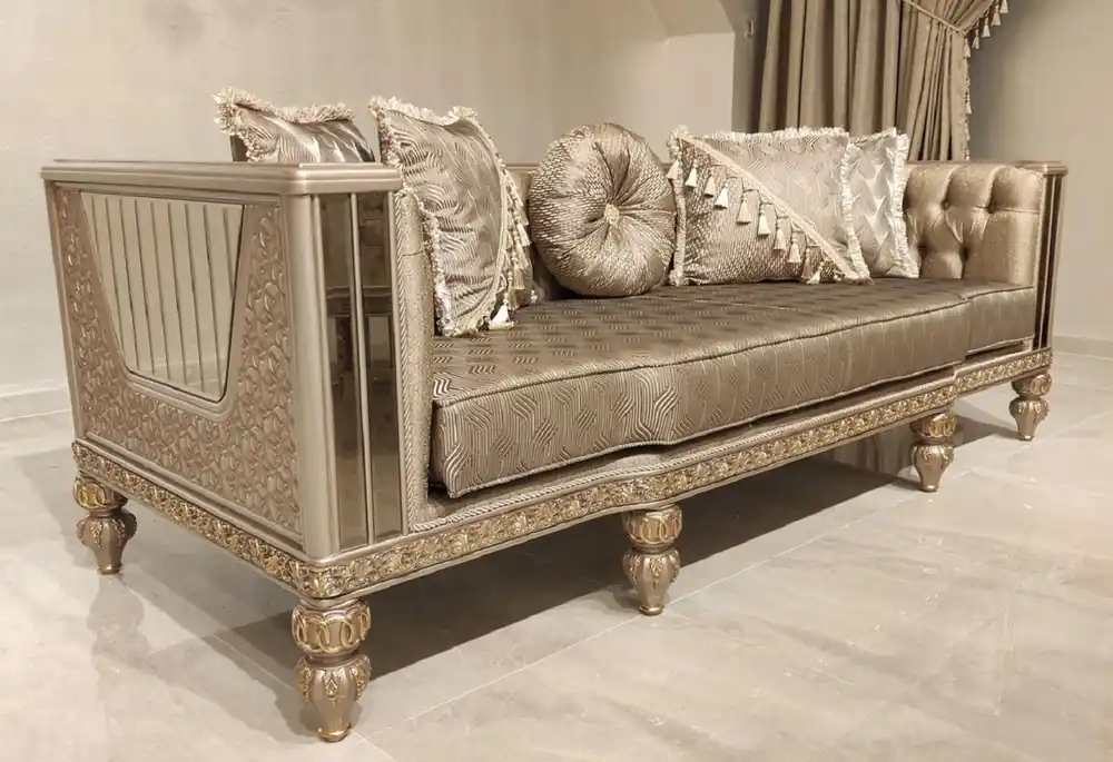 Kracherpreis Casa Padrino luxury baroque Chesterfield sofa gold / gray / gold - Magnificent living room sofa - Baroque style living room furniture - Luxury furniture in baroque style - Noble & Magnificent