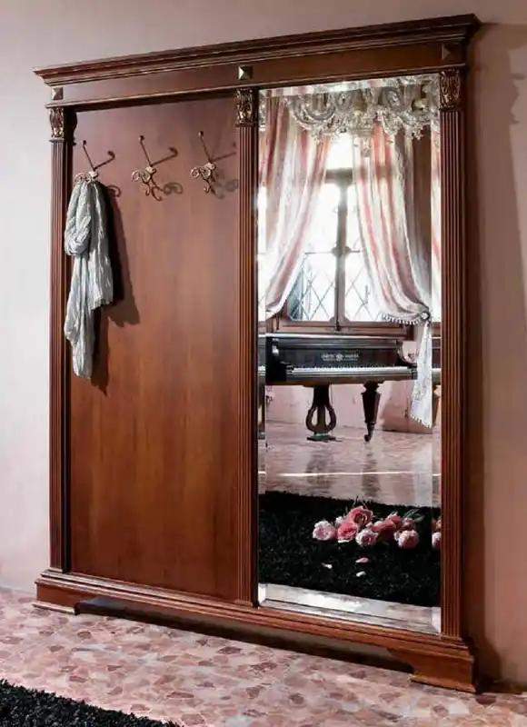 Casa Padrino luxury baroque wardrobe with mirror brown / gold - Solid wood baroque style wardrobe - Luxury wardrobe furniture in baroque style - Baroque furniture - Luxury quality - Made in Italy Sonderaktion