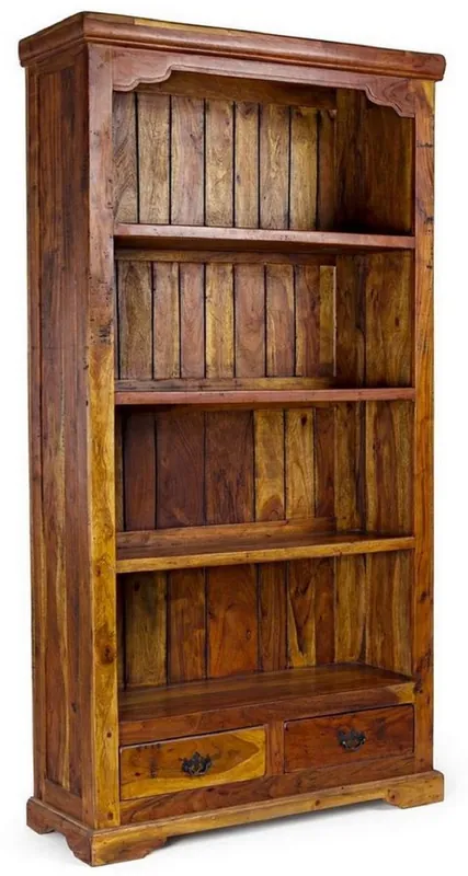 Highlight Casa Padrino country style bookcase brown / natural 100 x 35 x H. 185 cm - Solid wood cabinet - Shelf cabinet - Living room cabinet - Office cabinet - Country style furniture