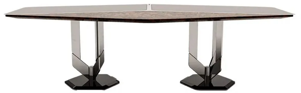 Bestpreis Casa Padrino Luxury Designer Dining Table Black / Brown / Silver 250 x 116 x H. 78 cm - Luxury Furniture - Designer Furniture - Dining Room Furniture - Hotel Furniture - Luxury Quality