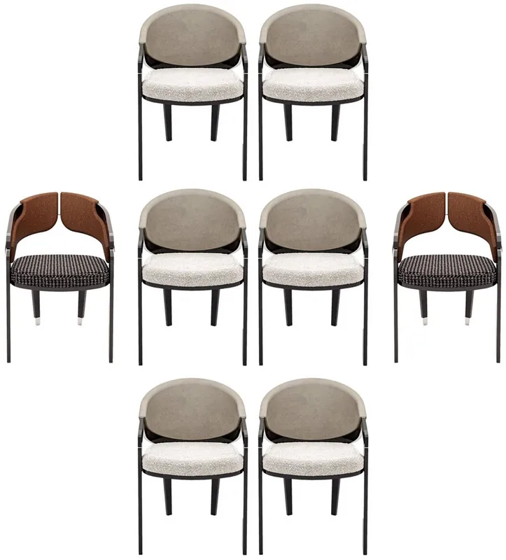 Schneller Versand Casa Padrino Luxury Designer Dining Chair Set of 8 Gray / Brown - Luxury Furniture - Designer Furniture - Dining Room Furniture - Restaurant Furniture - Hotel Furniture - Luxury Quality