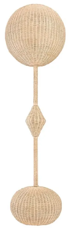 Casa Padrino luxury designer floor lamp natural Ø 60 x H. 225 cm - Round rattan floor lamp - Living room floor lamp - Luxury lights - Luxury floor lamps Garantierte Lieferung