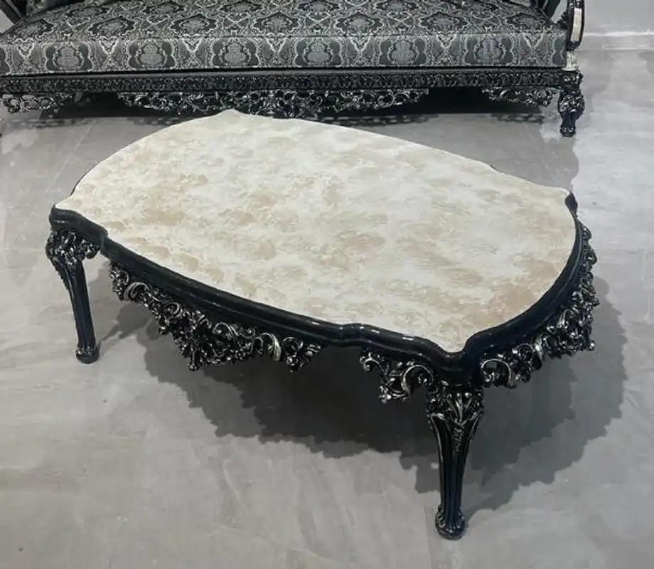 Must-Have Casa Padrino luxury baroque coffee table white / black / gold - Magnificent living room table in the baroque style - Luxury furniture in baroque style - Baroque style furniture