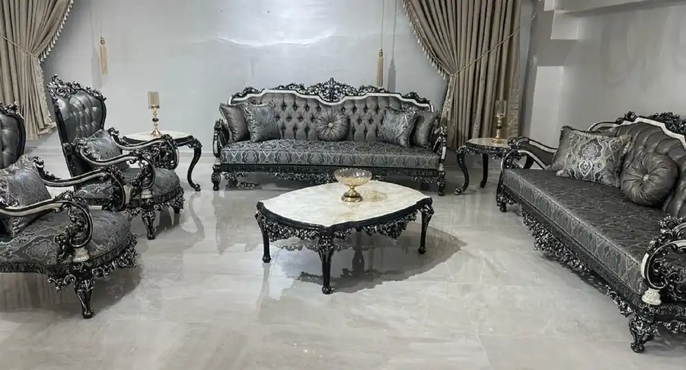 Begrenztes Angebot Casa Padrino luxury baroque living room set silver / white / black / gold - 2 Baroque Sofas & 2 Baroque Armchairs & 1 Baroque Coffee Table - Luxury furniture in baroque style - Baroque furniture