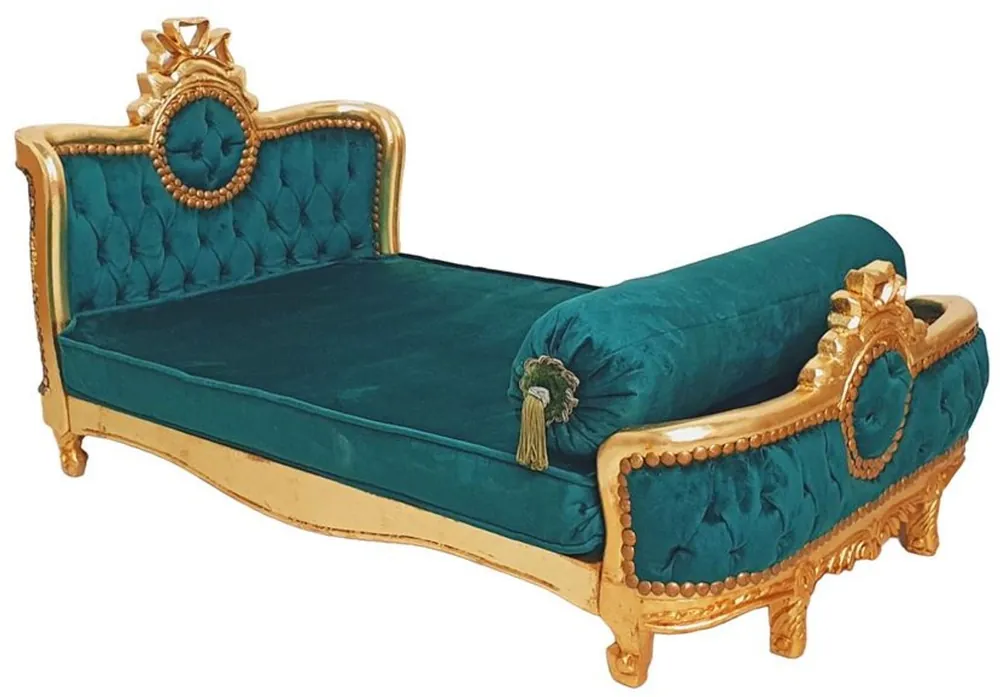 Aktuell Casa Padrino baroque dog bed green / antique gold - Handmade antique style dog bed - Magnificent dog furniture in baroque style - Antique style pet furniture - Baroque pet furniture