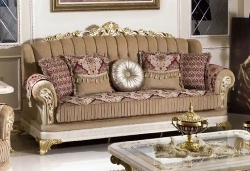 Neuheit Casa Padrino luxury baroque sofa brown / bordeaux red / white / gold - Magnificent living room sofa with elegant pattern - Luxury living room furniture in the baroque style - Baroque furniture