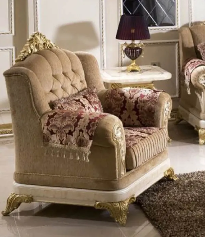 Preis Gesenkt Casa Padrino luxury baroque armchair brown / bordeaux red / white / gold - Magnificent living room armchair with elegant pattern - Luxury living room furniture in baroque style - Baroque furniture