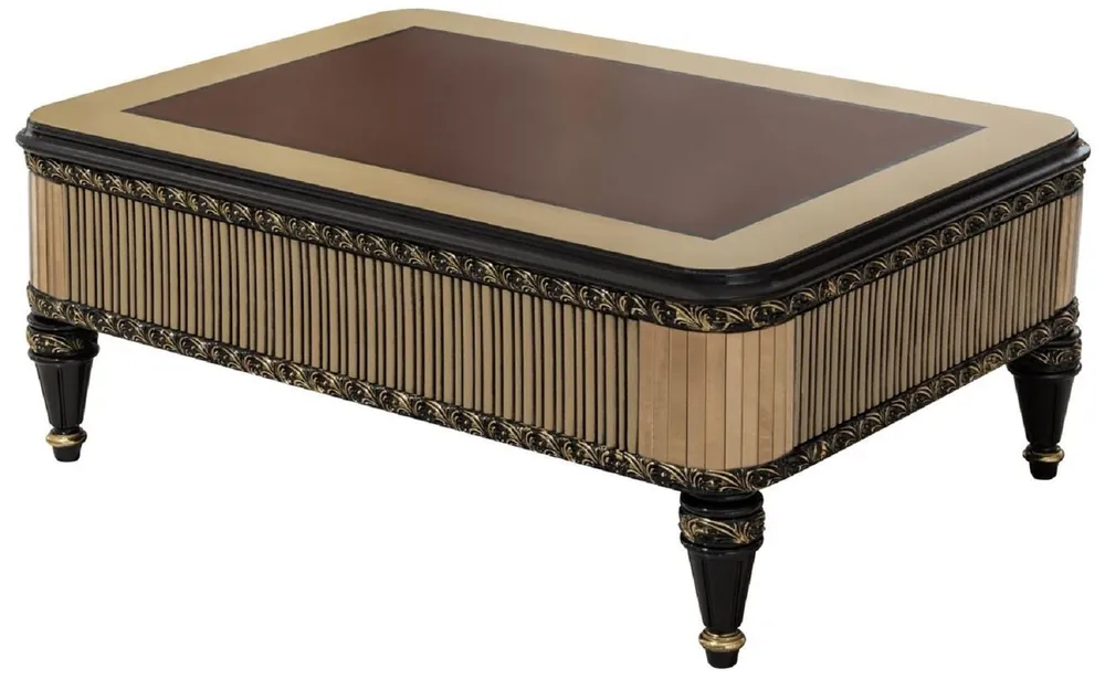 Nur Heute Casa Padrino luxury baroque coffee table brown / black / gold - Magnificent living room table in the baroque style - Luxury furniture in baroque style - Baroque style furniture