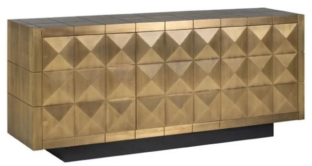 Markenware Casa Padrino luxury sideboard gold / black 180 x 45 x H. 77 cm - Solid wood cabinet with 3 doors - Living room furniture - Dining room furniture - Luxury furniture - Luxury furnishings