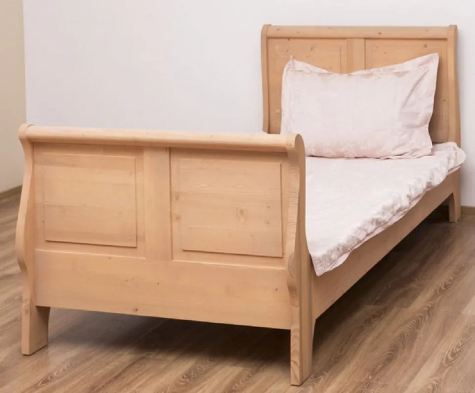 Casa Padrino country style bed natural 90 x 200 x H. 121 cm - Solid wood single bed - Bedroom furniture in country style - Solid wood bedroom furniture - Country style furniture Preis Gesenkt