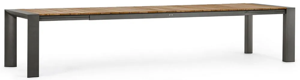 Casa Padrino luxury garden table natural / gray 253-384 x 110 x H. 75 cm - Extendable garden dining table with teak table top and aluminum legs - Luxury garden & patio furniture Solange Der Vorrat Reicht