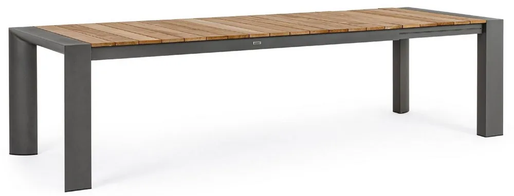 Casa Padrino luxury garden table natural / gray 228-294 x 100 x H. 75 cm - Extendable garden dining table with teak table top and aluminum legs - Luxury garden & patio furniture Garantierte Lieferung