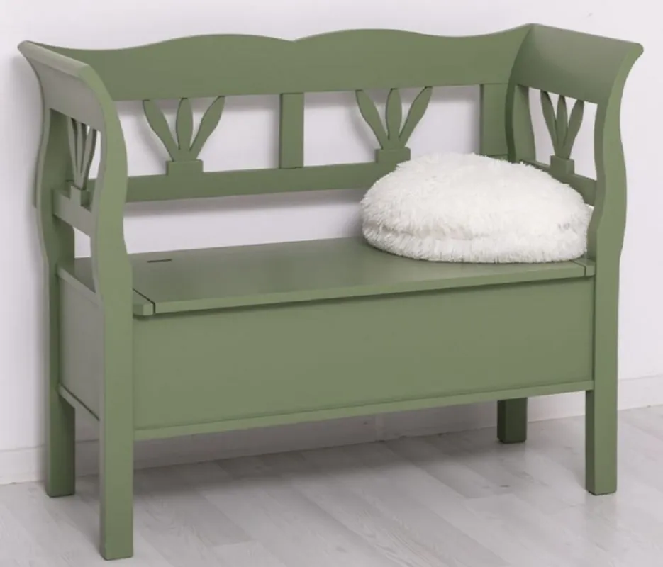 Casa Padrino country style bench green 117 x 48 x H. 92 cm - Solid wood bench with storage space - Solid wood furniture - Country style furniture - Country style furnishings Versand Am Gleichen Tag