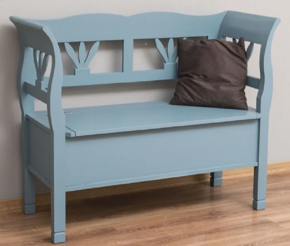 Casa Padrino country style bench light blue 117 x 48 x H. 92 cm - Solid wood bench with storage space - Solid wood furniture - Country style furniture - Country style furnishings Günstig