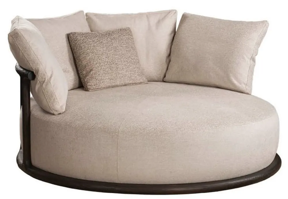 Casa Padrino luxury armchair beige / dark brown Ø 160 x H. 90 cm - Round living room armchair - Hotel armchair - Living room furniture - Hotel furniture - Luxury furniture - Luxury furnishings Top-Angebot