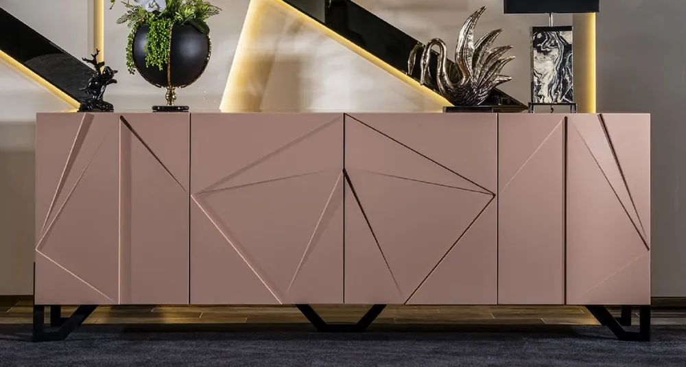 Beliebt Casa Padrino luxury designer sideboard pink / black 220 x 50 x H. 88 cm - Solid wood cabinet with 4 doors - Dining room furniture - Hotel furniture - Designer furniture - Luxury furniture