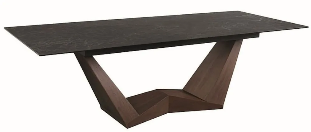 Garantierte Lieferung Casa Padrino designer dining table black / brown 200-250 x 98 x H. 76 cm - Extendable dining room table with glass ceramic top - Dining room furniture - Designer furniture
