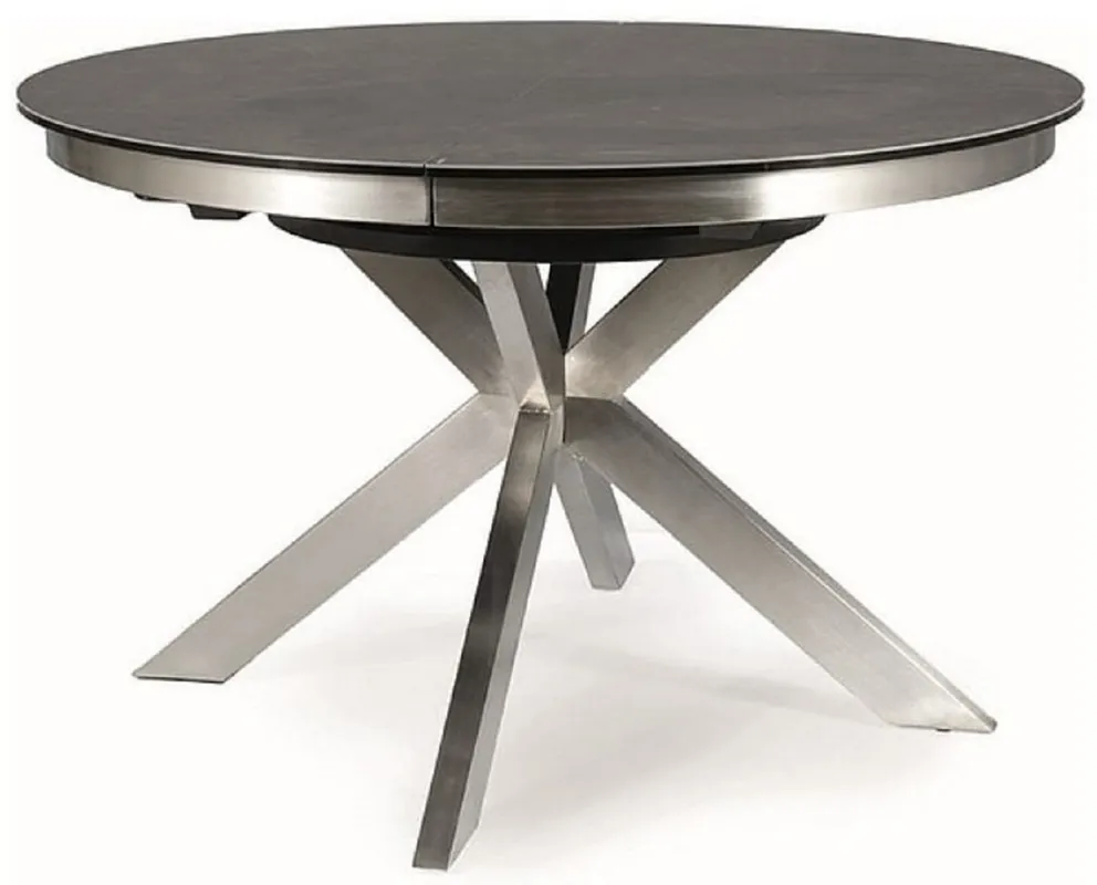 Schnäppchen Casa Padrino designer dining table gray / silver 120-160 x 120 x H. 76 cm - Extendable dining room table with glass ceramic table top and stainless steel legs - Designer dining room furniture