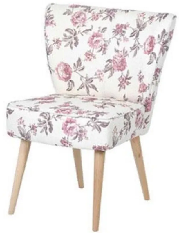 Casa Padrino 60s dining chair white / pink / gray / natural 51 x 68 x H. 88 cm - Retro kitchen chair with floral pattern - 60s dining room furniture - Retro dining room furniture Aktuell