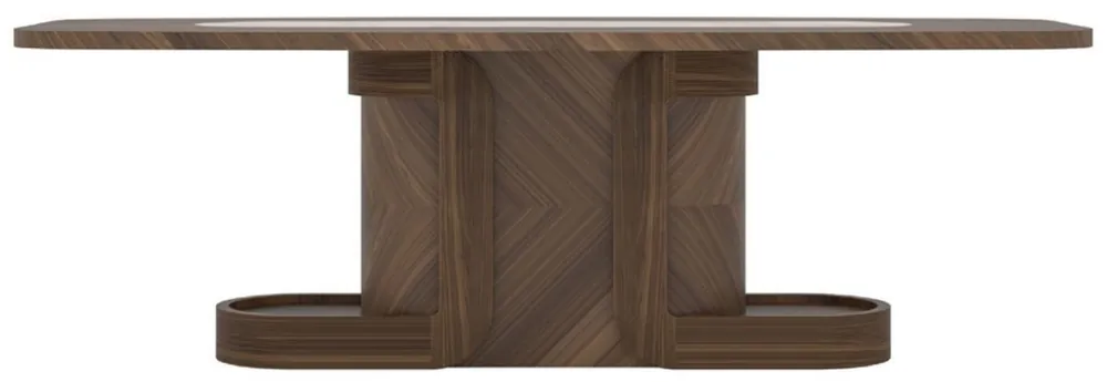 Casa Padrino luxury dining table brown / beige 240 x 100 x H. 80 cm - Solid wood dining room table with marble top - Dining room furniture - Luxury furniture - Luxury dining room furnishings Markenprodukt