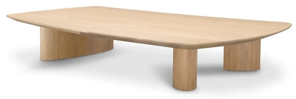 Casa Padrino luxury coffee table natural 185 x 120 x H. 30 cm - Solid wood living room table with slightly curved table top - Living room furniture - Luxury furniture - Luxury furnishings Preisreduziert