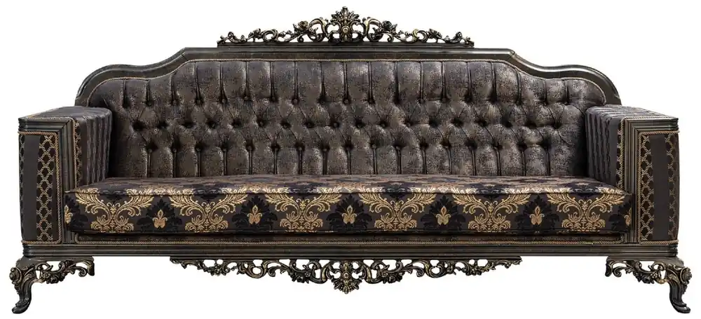 Schneller Versand Casa Padrino luxury baroque sofa purple / gray / gold - Baroque style living room sofa with elegant pattern - Luxury living room furniture in the baroque style - Baroque furniture