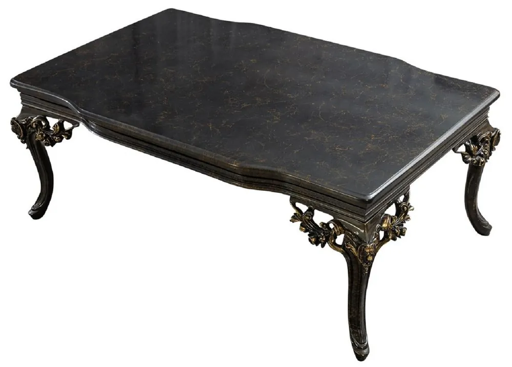 Casa Padrino luxury baroque coffee table gray / gold - Handmade baroque style living room table - Baroque style living room furniture - Baroque furniture - Luxury furniture in baroque style Preiswert