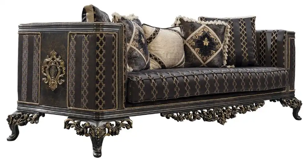 Casa Padrino luxury baroque sofa purple / gray / gold - Baroque style living room sofa with elegant pattern - Baroque furniture - Luxury living room furniture in the baroque style Sichere Zahlung