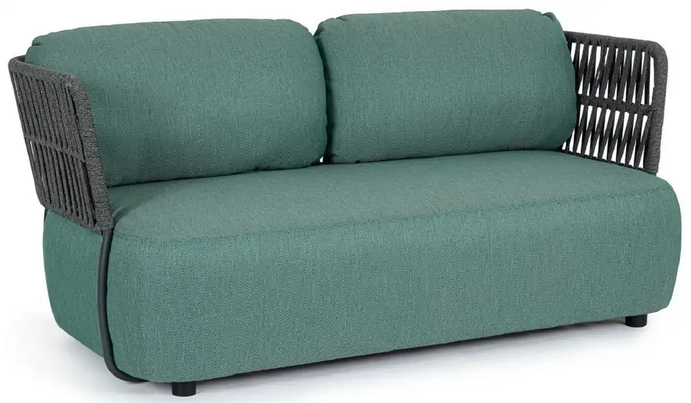 Neuheit Casa Padrino luxury garden sofa green / gray / black 167 x 86 x H. 79 cm - Weatherproof garden sofa - Patio sofa - Garden furniture - Patio furniture - Outdoor furniture