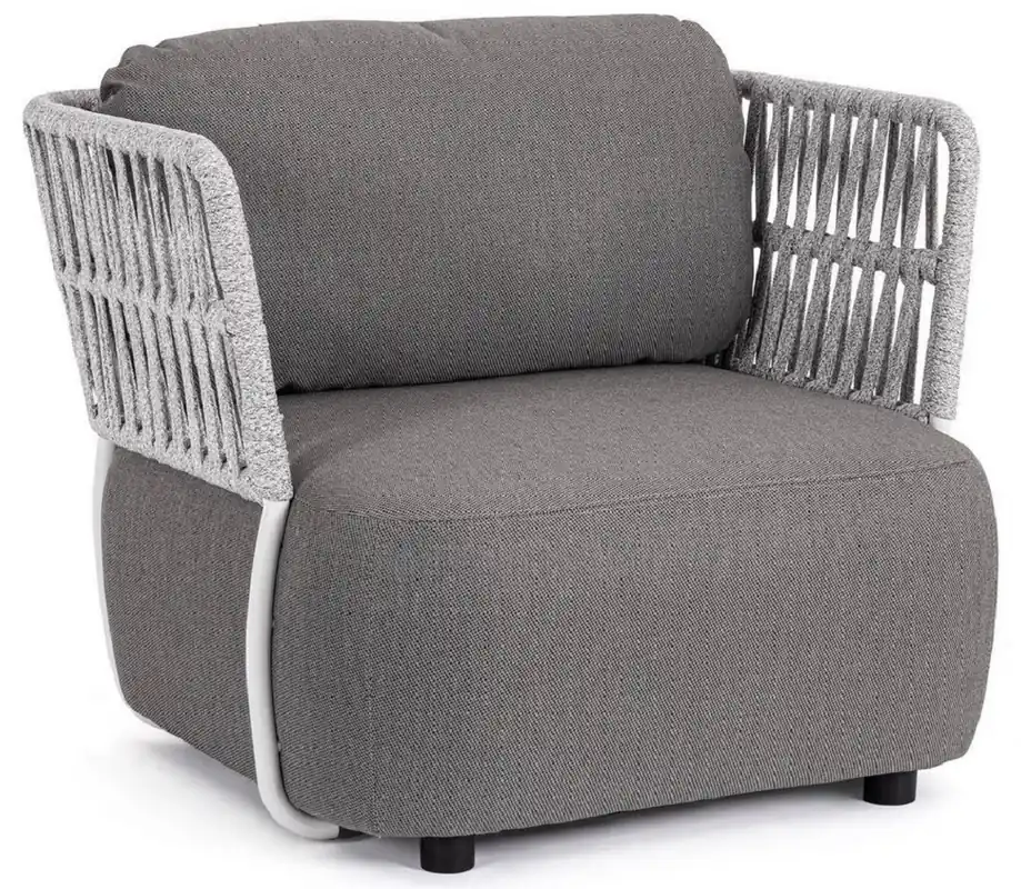 Bestpreis Casa Padrino luxury garden armchair gray / light gray / black 92 x 86 x H. 79 cm - Weatherproof garden armchair - Patio armchair - Garden furniture - Patio furniture - Outdoor furniture