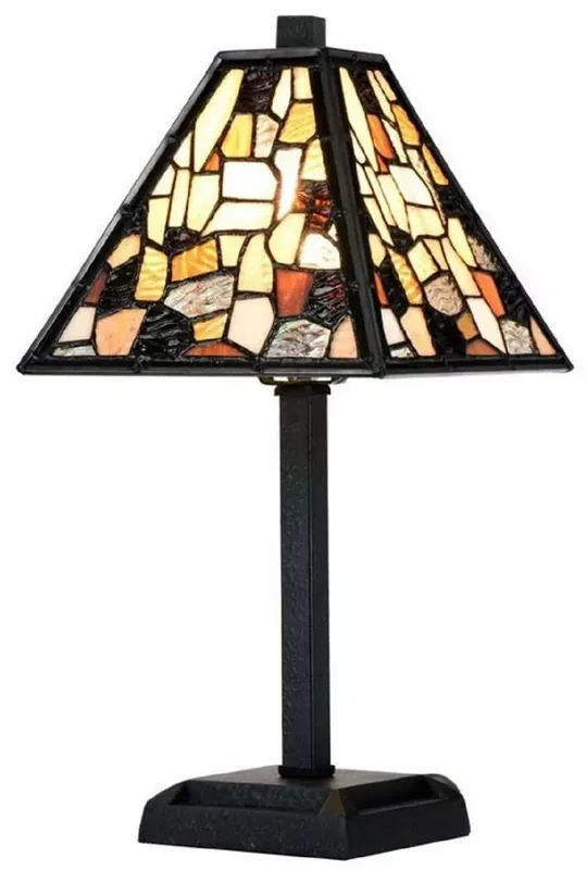 Nur Heute Casa Padrino luxury Tiffany stool lamp black / multicolor 28 x 28 x H. 36 cm - Tiffany table lamp - Tiffany lights - Luxury Interior - Luxury lights - Tiffany lights
