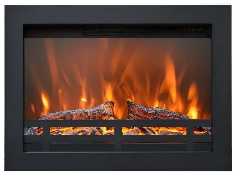 Preiswert Casa Padrino luxury electric built in fireplace black 60.2 x 17.7 x H. 43.8 cm - Living room decoration LED fireplace with remote control - Living room furniture - Luxury furniture
