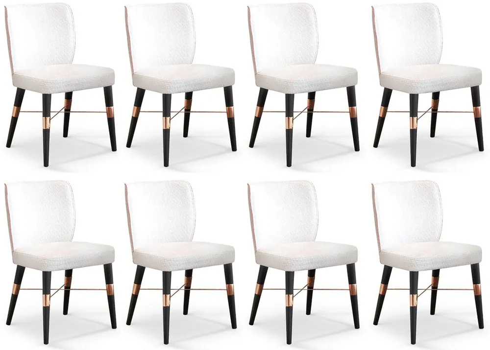 Casa Padrino luxury dining chair set of 8 white / black / copper 50 x 54 x H. 83 cm - Dining room furniture - Restaurant furniture - Hotel furniture - Luxury furniture - Luxury collection Top-Angebot