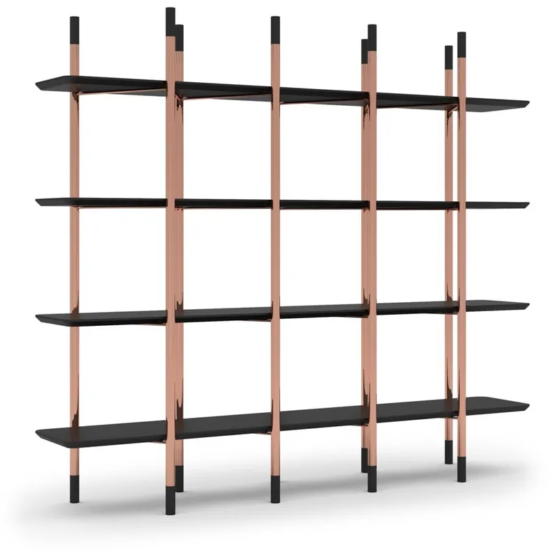 Casa Padrino luxury shelf cabinet matt black / copper 300 x 46 x H. 210 cm - Bookcase - Living room cabinet - Office cabinet - Living room furniture - Office furniture - Luxury furniture Jetzt Kaufen