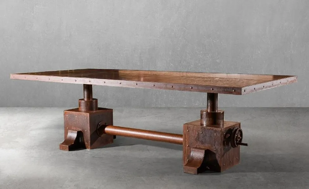 Casa Padrino luxury industrial style desk rust 240 x 110 x H. 73 cm - Metal industrial style office table - Industrial style metal office furniture - Luxury industrial style metal furniture Abverkauf