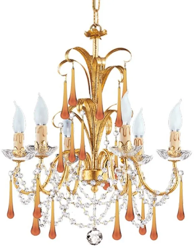Aktuell Casa Padrino luxury baroque chandelier gold / orange Ø 50 x H. 56 cm - Magnificent living room chandelier in baroque style - Baroque style hotel chandelier - Made in Italy